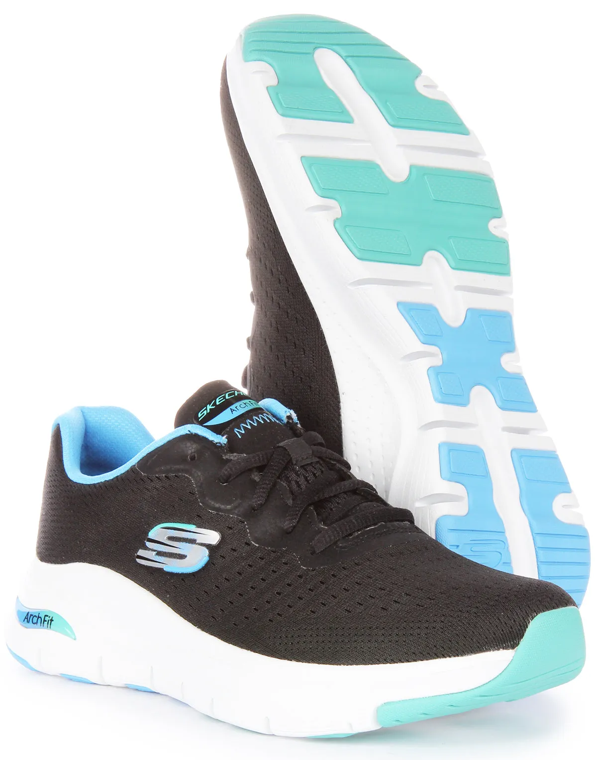 Skechers Arch Fit Infinity In Black Blue For Women