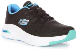 Skechers Arch Fit Infinity In Black Blue For Women