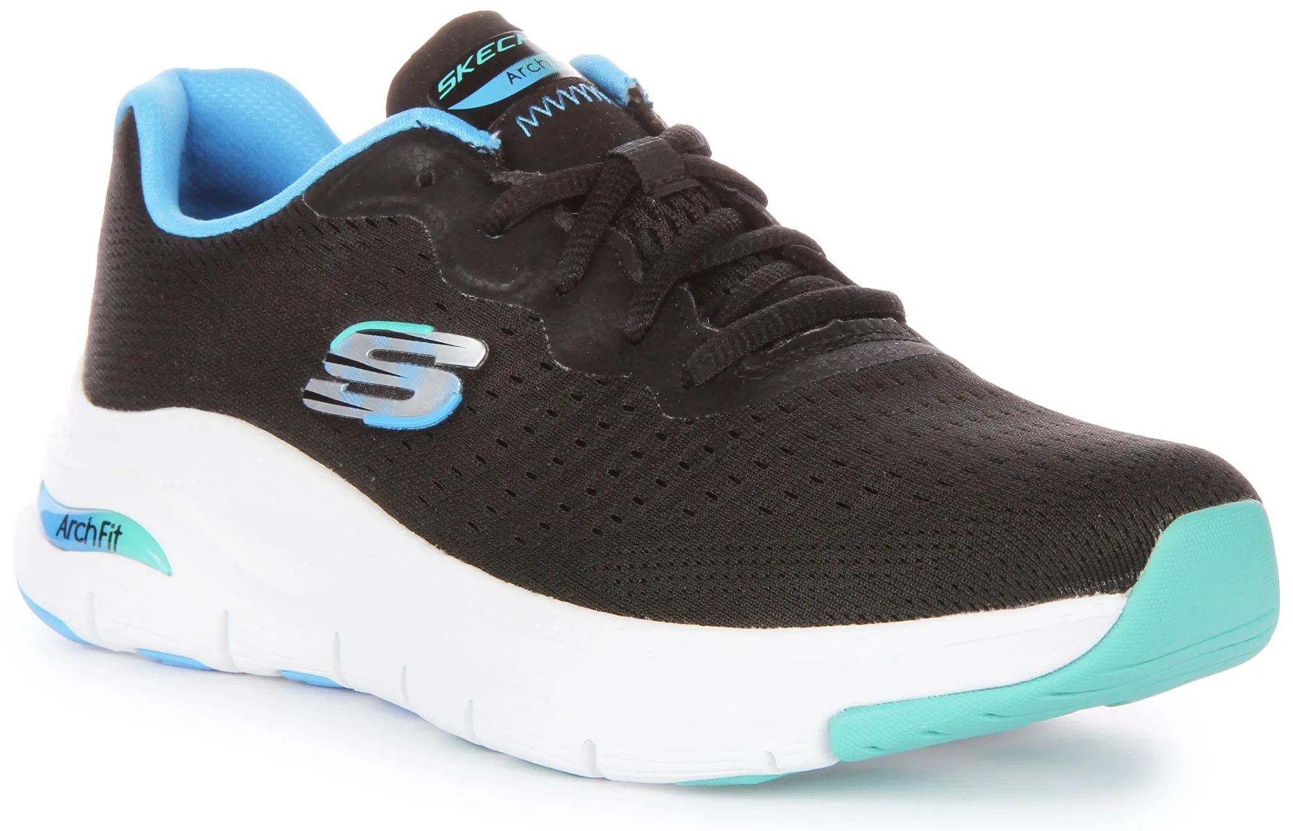 Skechers Arch Fit Infinity In Black Blue For Women