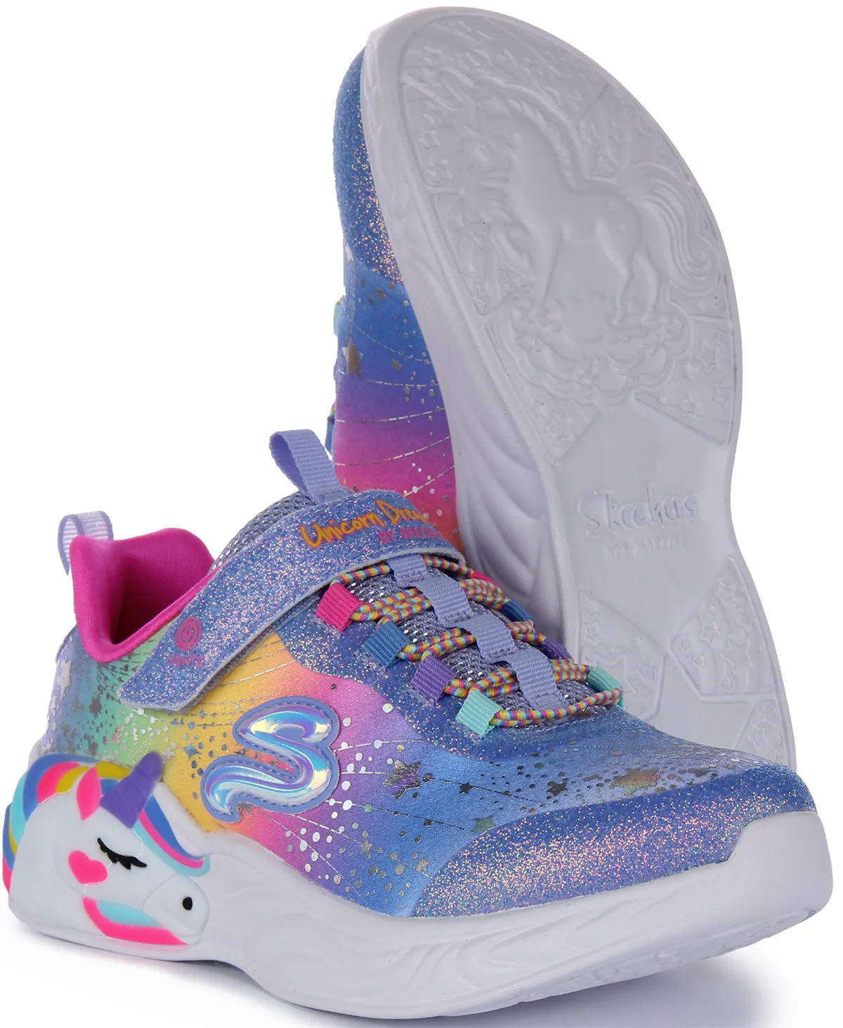 Skechers Lights In Blue Unicorn Trainers For Kids