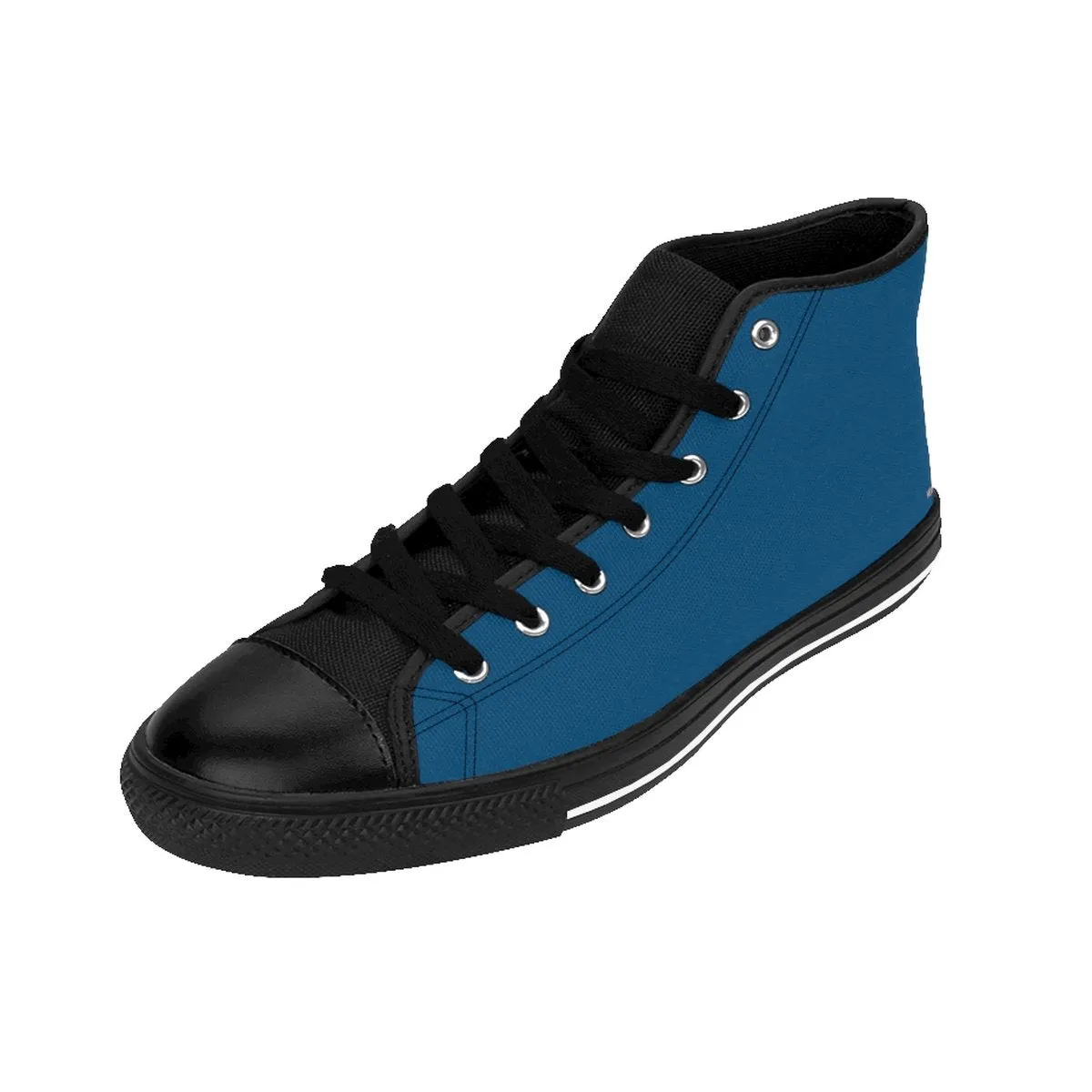 Teal Blue Men's High Tops, Solid Color Premium Quality Men's High-Top Sneakers Fashion Tennis Shoes