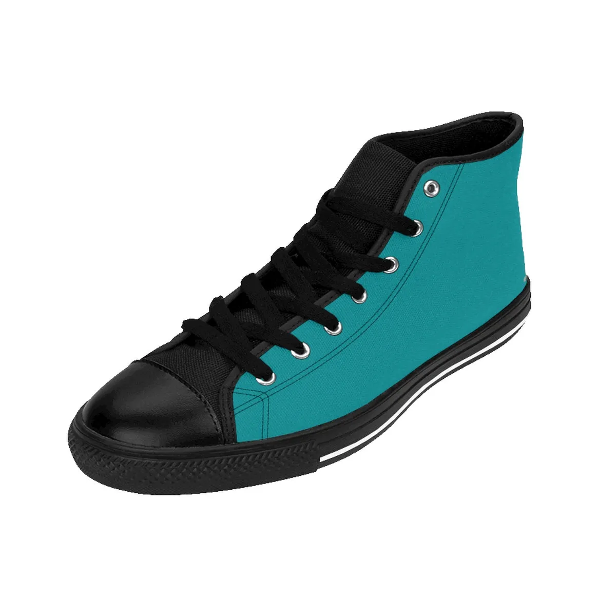 Teal Blue Women's Sneakers, Classic Solid Color High Top Running Shoes (US Size 6-12)