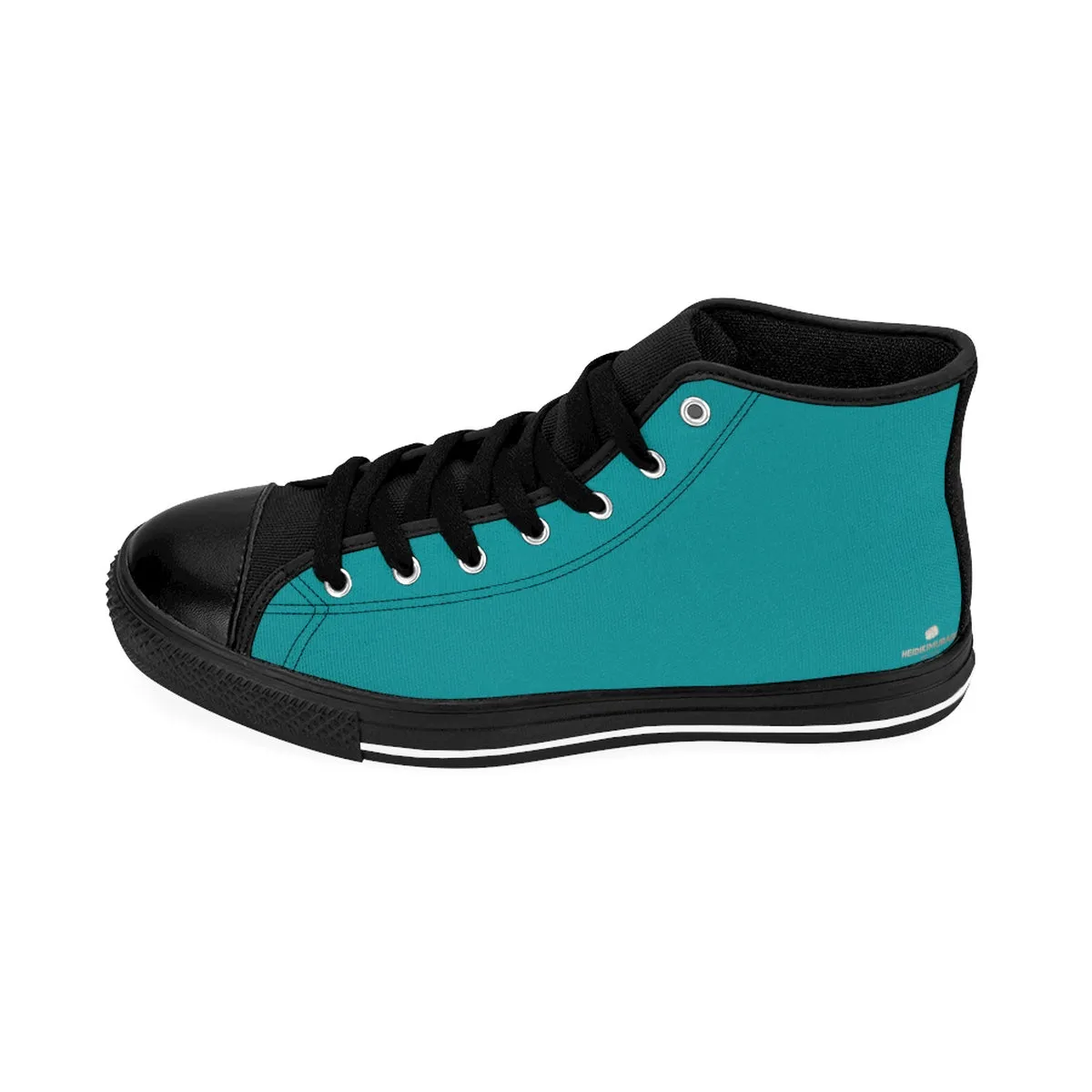 Teal Blue Women's Sneakers, Classic Solid Color High Top Running Shoes (US Size 6-12)