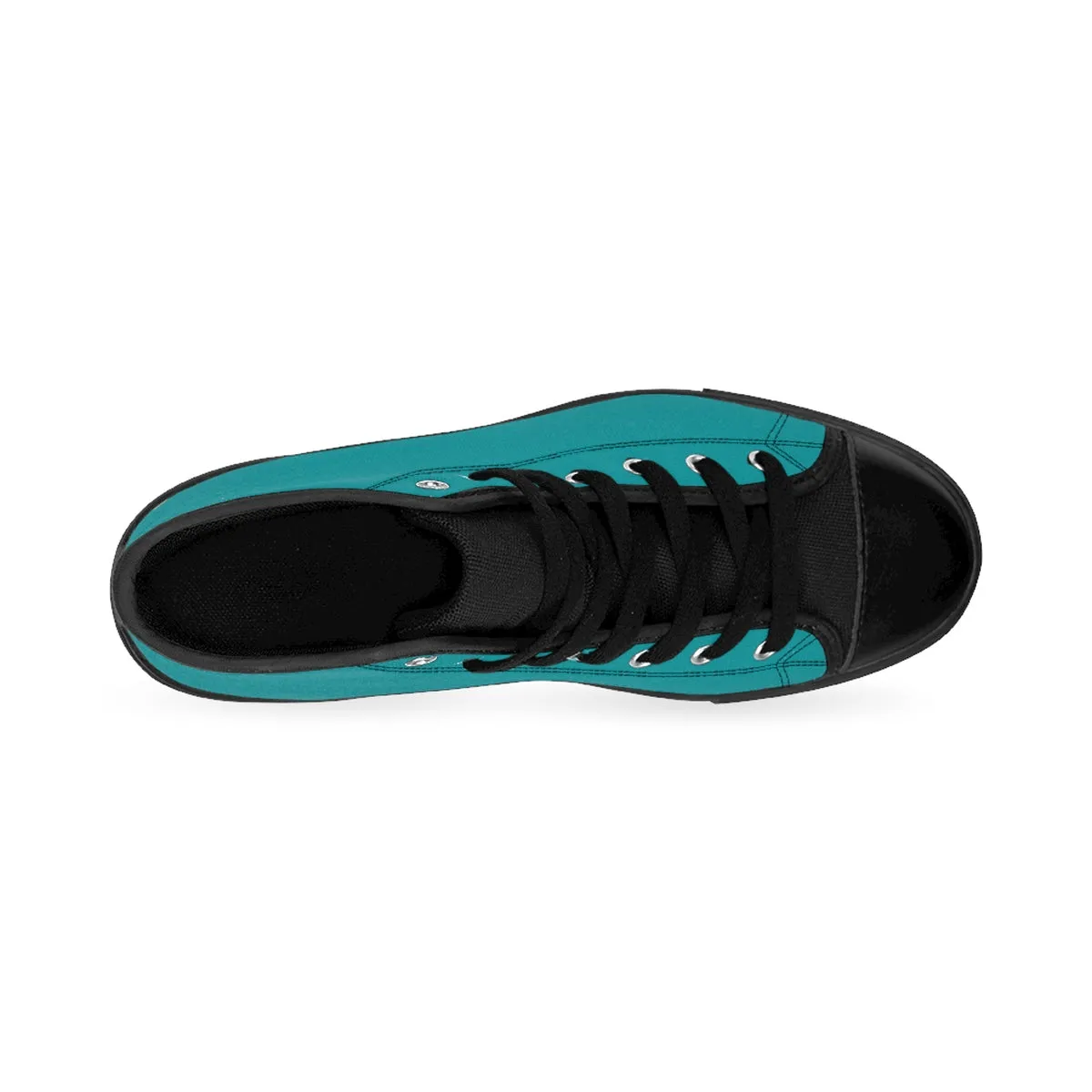 Teal Blue Women's Sneakers, Classic Solid Color High Top Running Shoes (US Size 6-12)