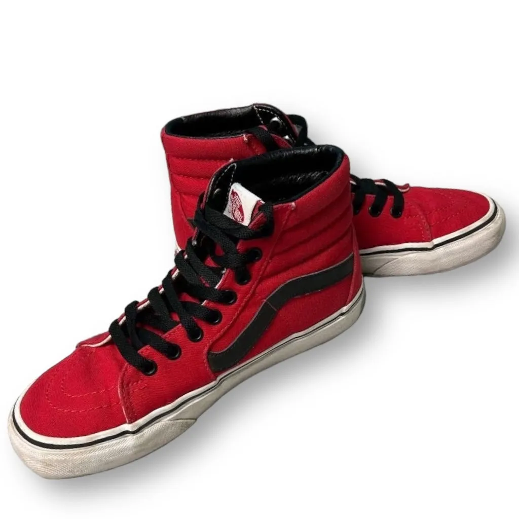 Vans Off the Wall Youth Boy Size 6 Red High Top Sneakers