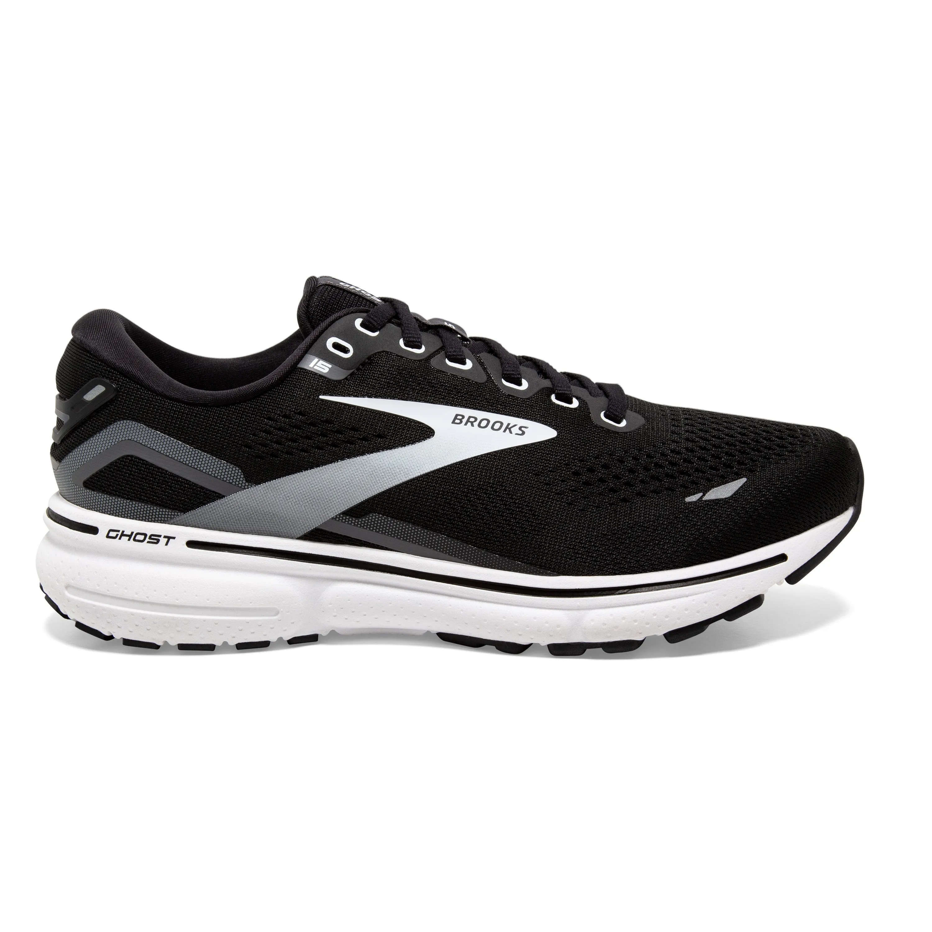 Women's Brooks Ghost 15 1203801B012 Color: Black/Blackened Pearl/White