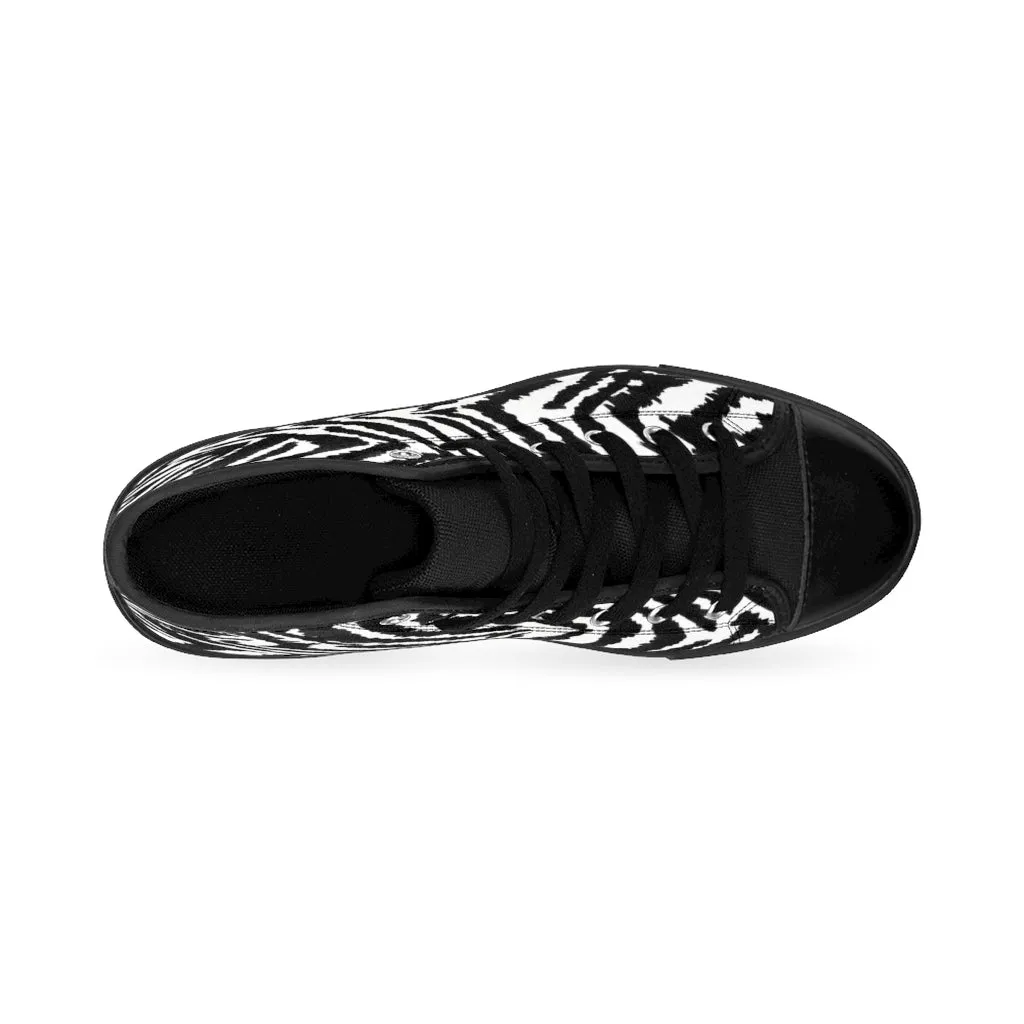 Zebra Women's Sneakers, Striped Animal Print Designer High-top Sneakers Tennis Shoes